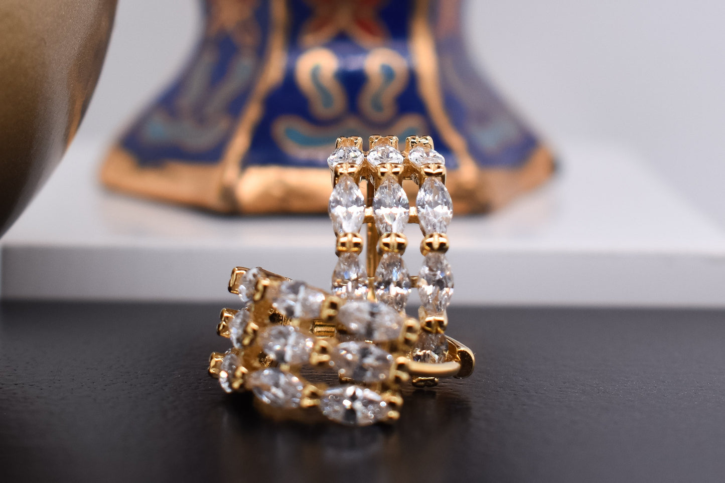 Classic Triple-row Crystal Huggies in Gold Perfection London
