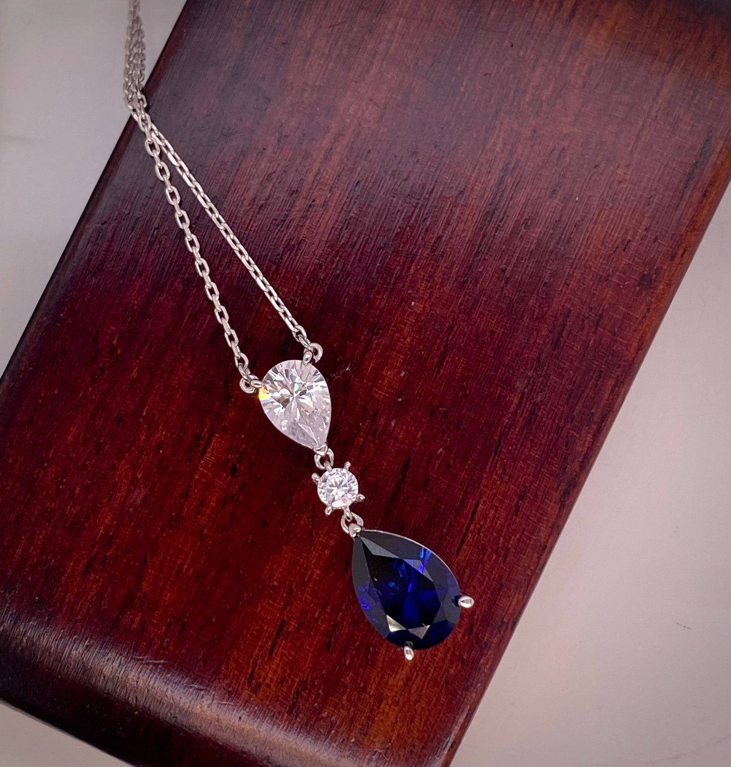'X' Sapphire Halo Necklace Perfection London