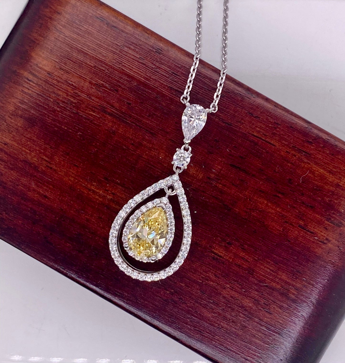 'X' Champagne Teardrop Necklace Perfection London