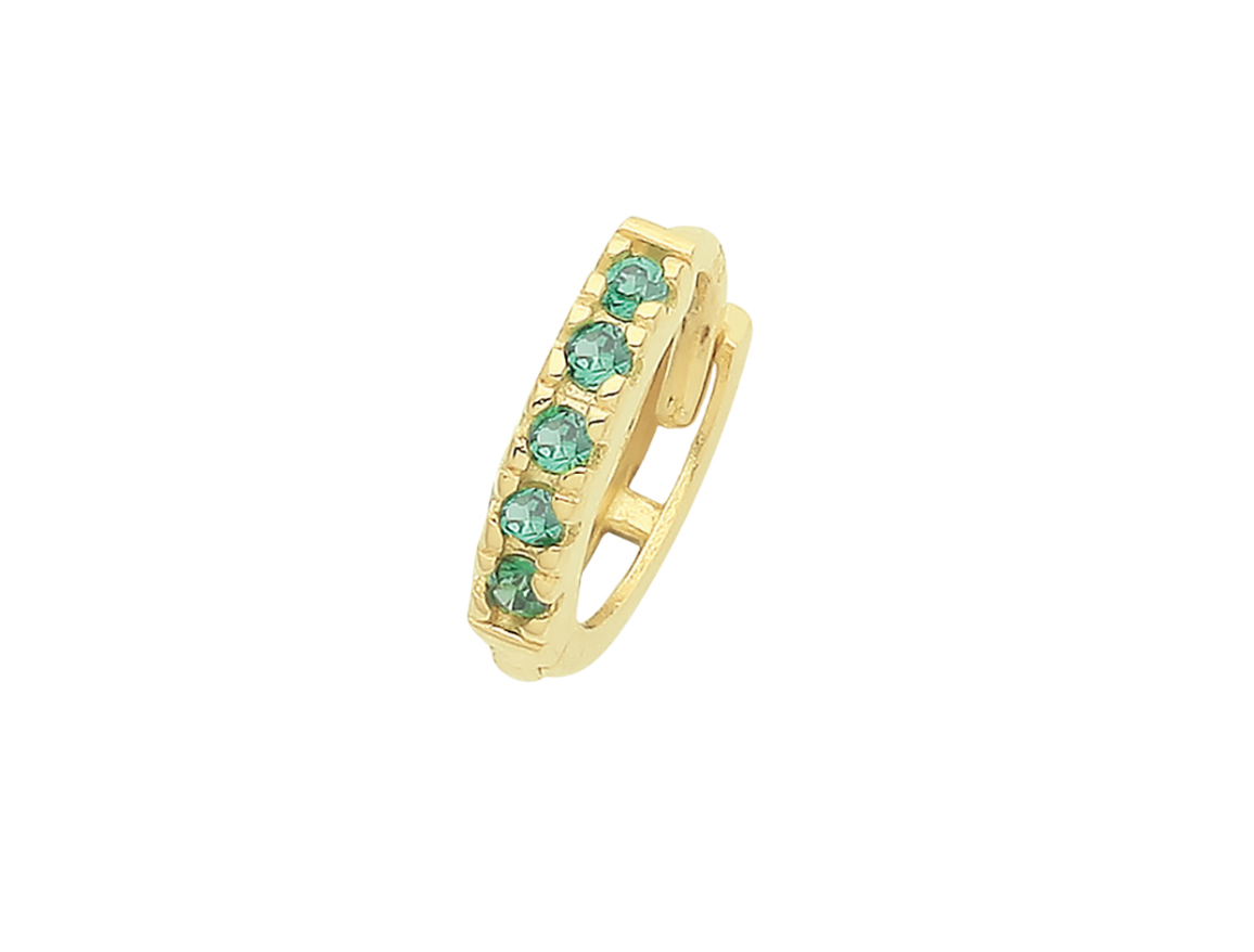 Emerald Green Cz Huggie in 9ct Gold