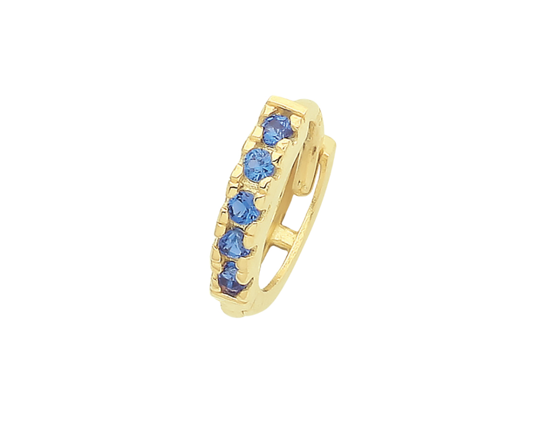 Sapphire Blue Cz Huggie in 9ct Gold Perfection London
