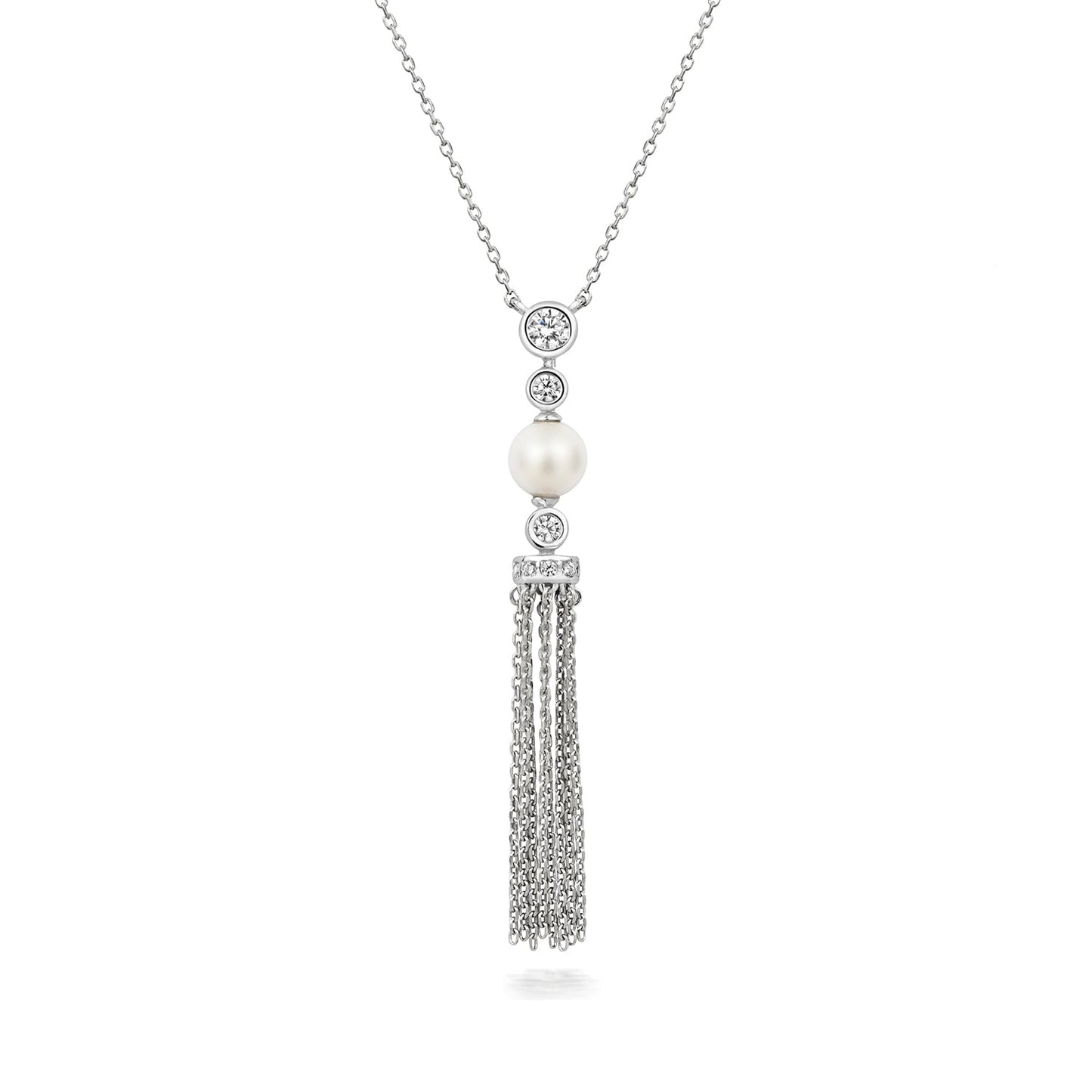 'X' Pearl and Tassel Necklace Perfection London