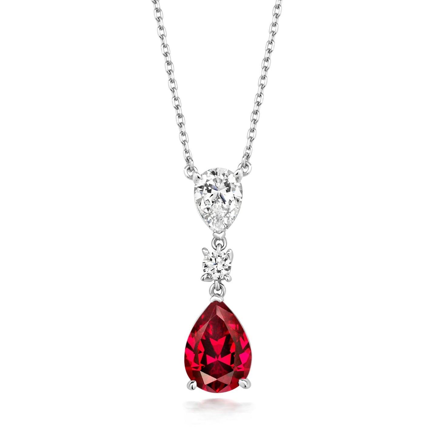 'X' Ruby Drop Necklace Perfection London