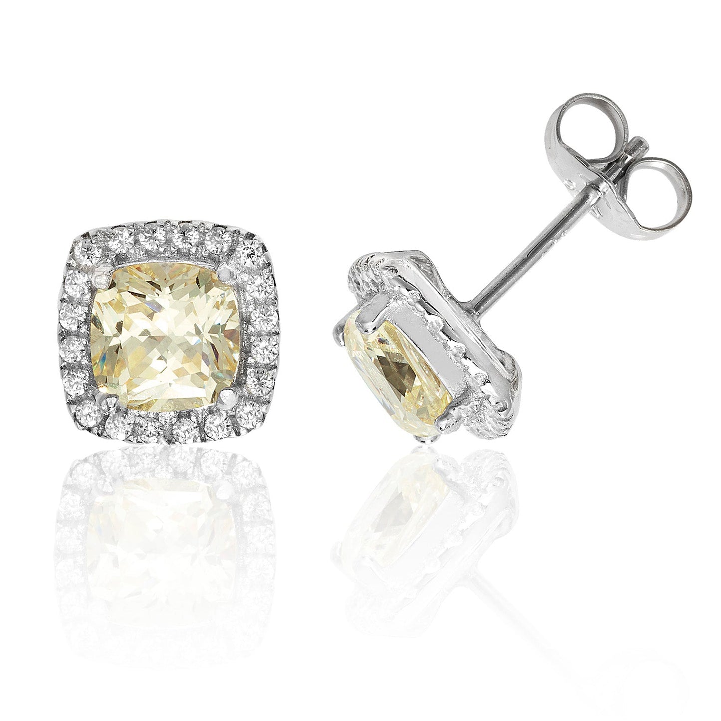 Champagne Cushion Halo Earrings Perfection London