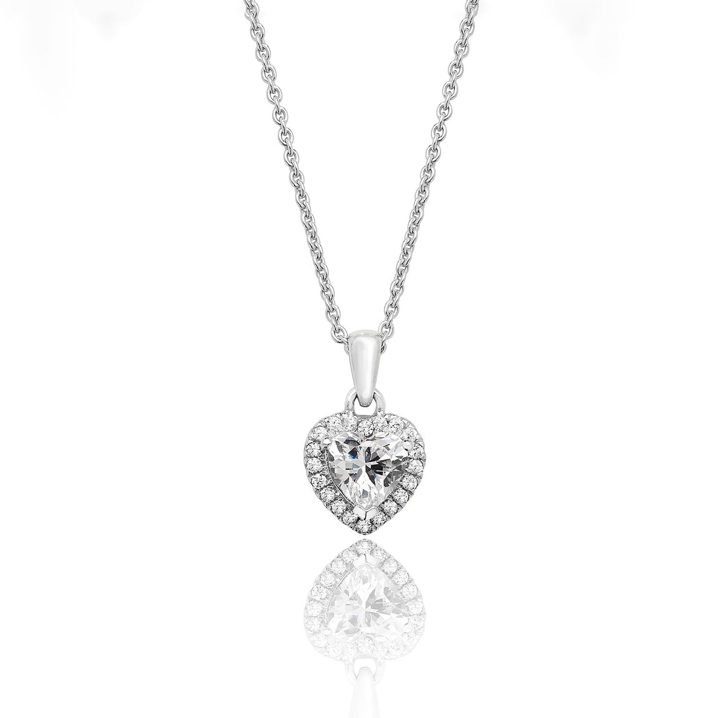 Heart Shape Halo Necklace Perfection London
