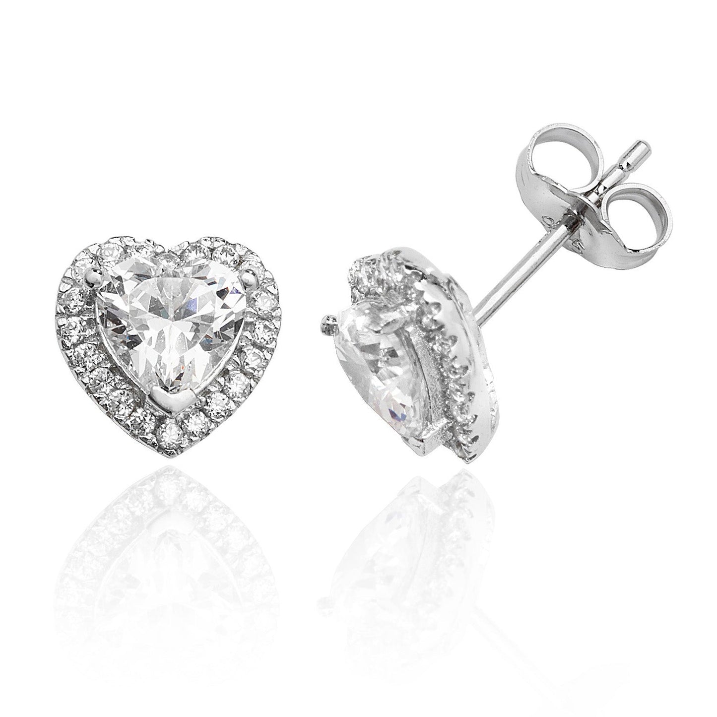 Heart Halo Stud Earrings Perfection London