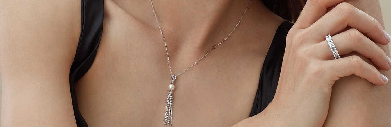 'X' Pearl and Tassel Necklace Perfection London