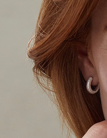 Pavé 3/4 Hoop Stud Earrings Perfection London