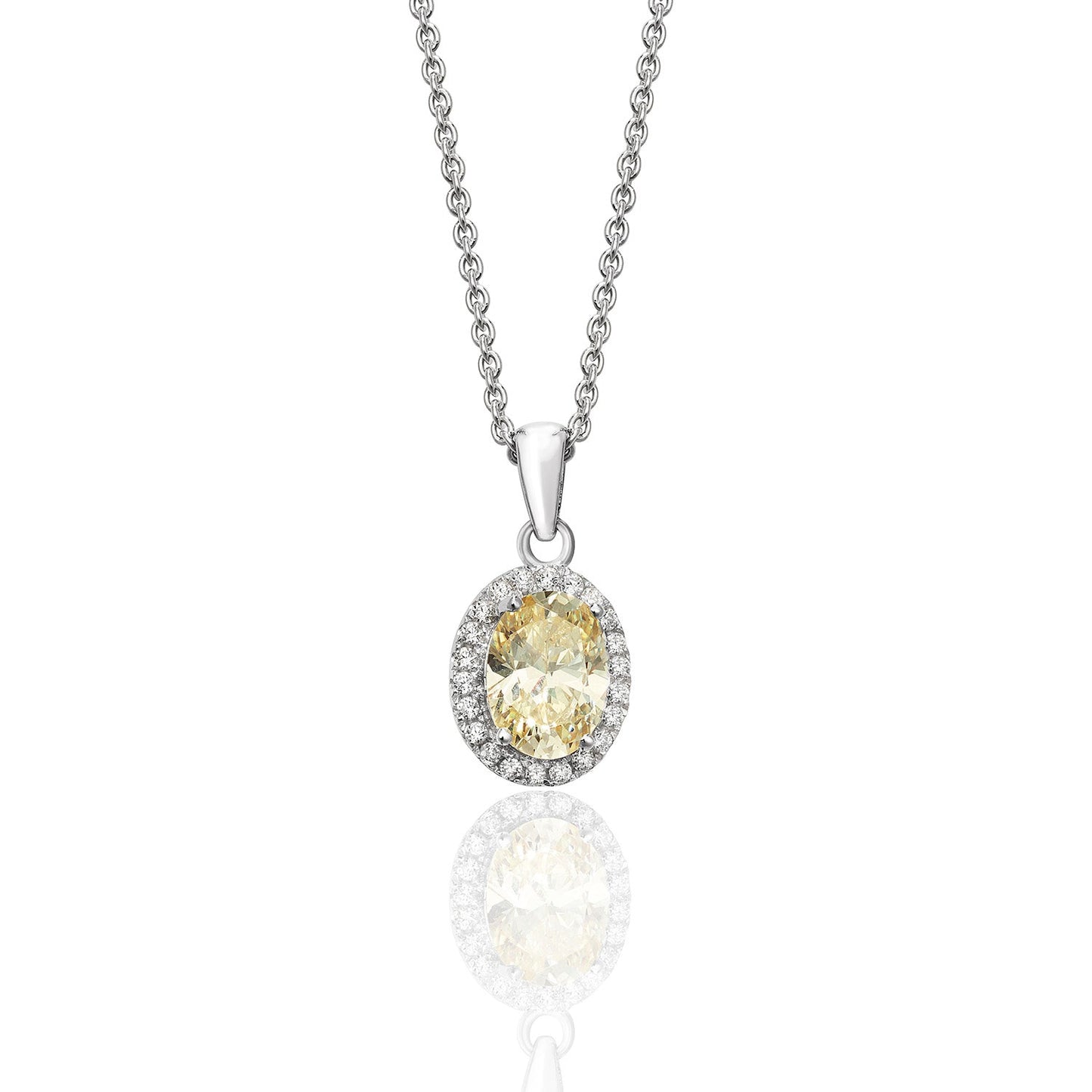 Champagne Oval Halo Necklace Perfection London
