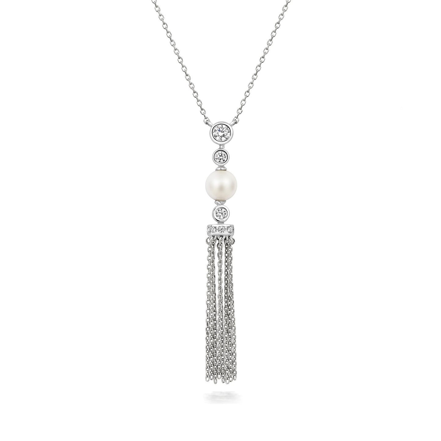 'X' Pearl and Tassel Necklace