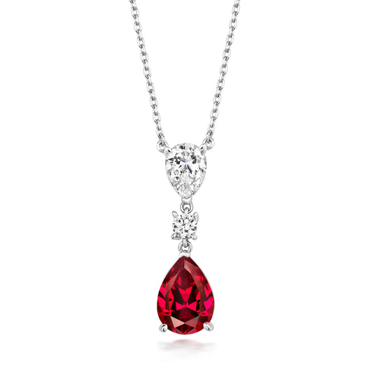 'X' Ruby Drop Necklace