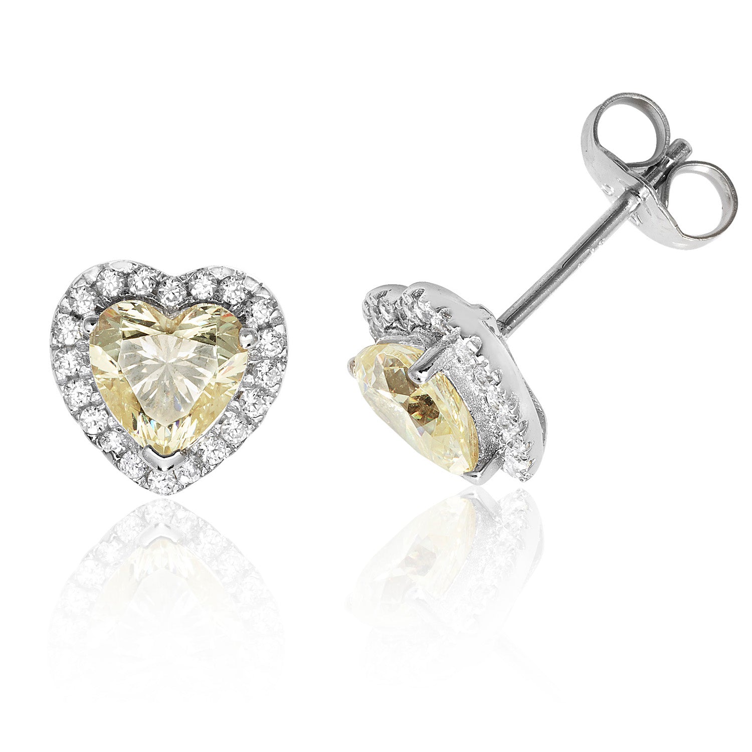 Champage Heart Halo Earrings