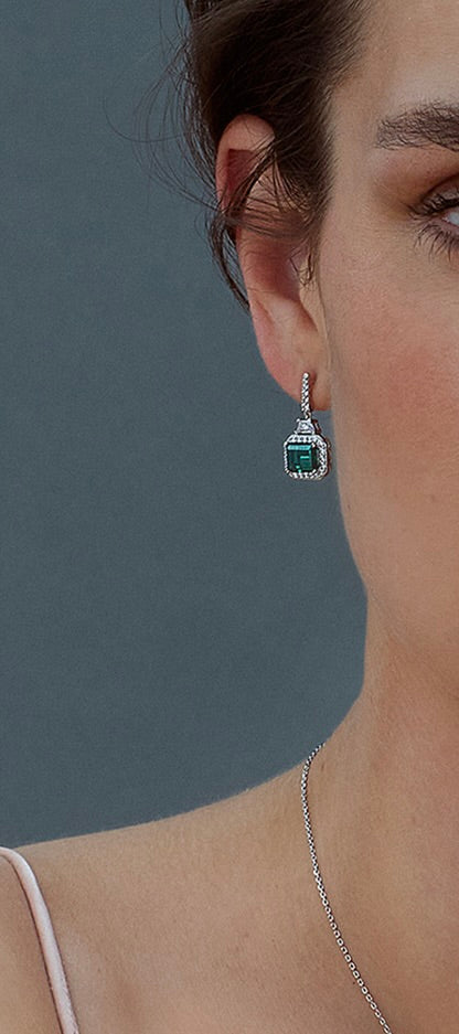 'X' Royal Emerald Amulet Earrings