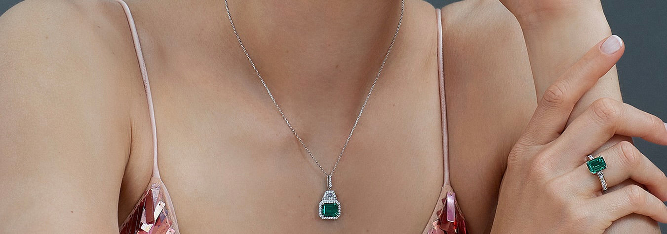 'X' Royal Emerald Amulet Necklace