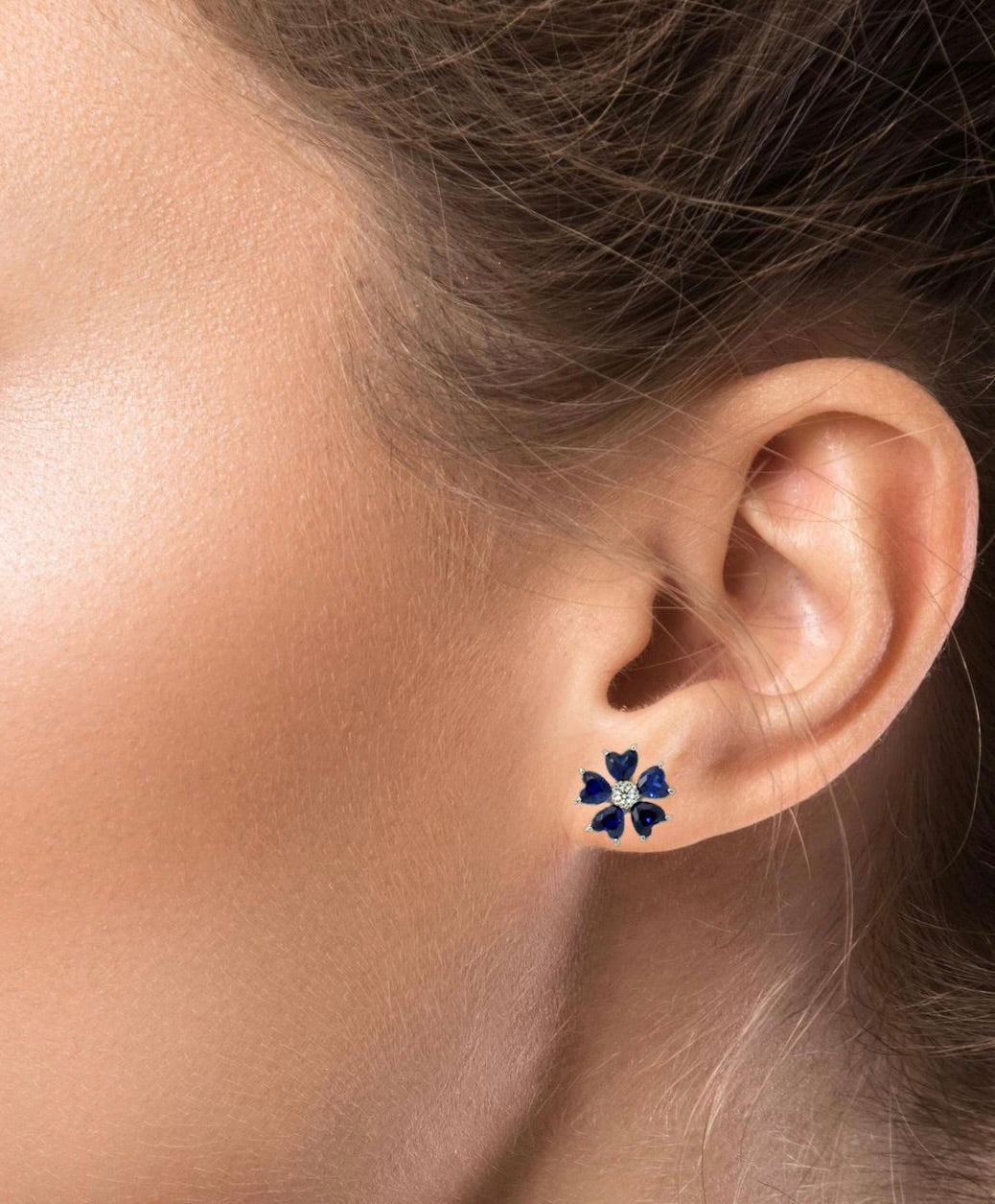 'X' Sapphire Petals Earrings