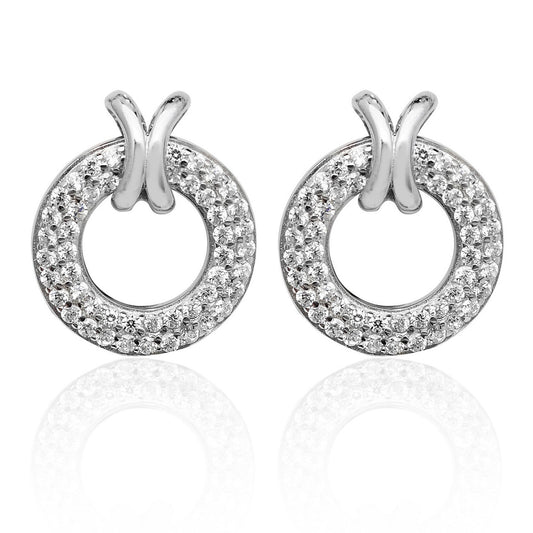 Pavé Cross Loop Earrings