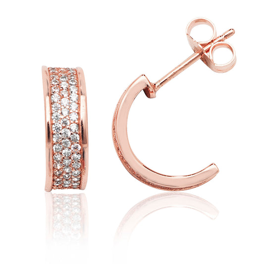 Rose Pavé Half Hoop Earrings