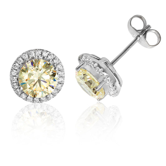 Champagne Round Halo Stud Earrings