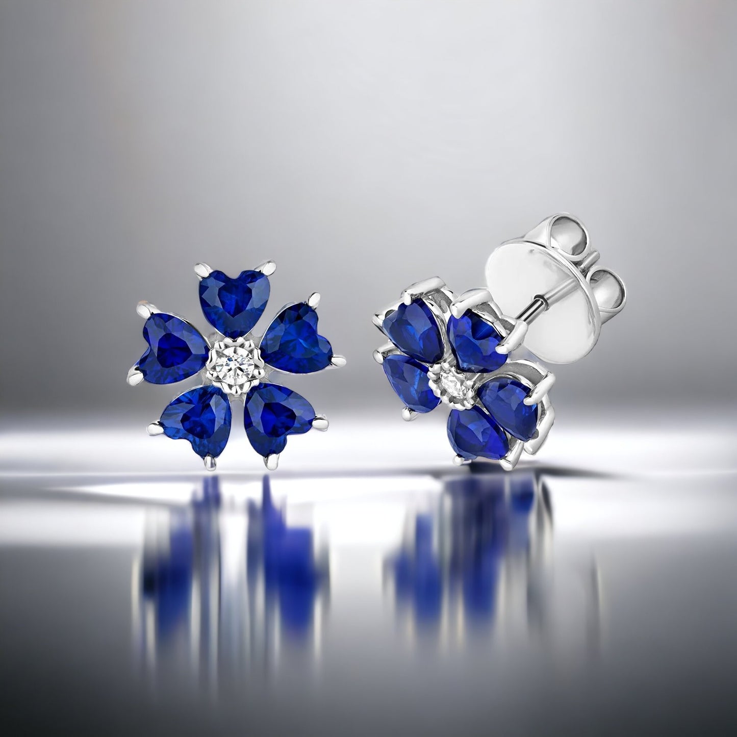 'X' Sapphire Petals Earrings