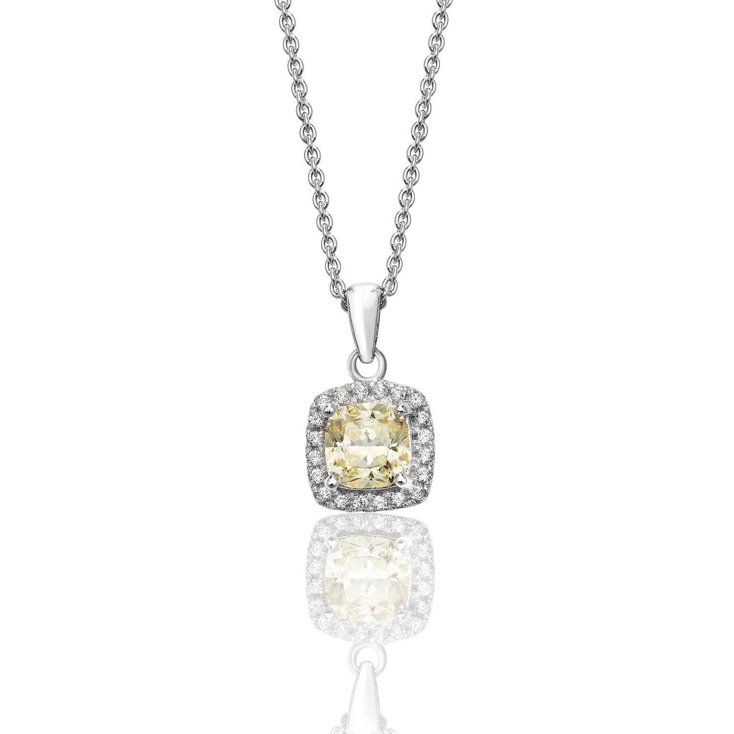 Champagne Cushion Halo Necklace